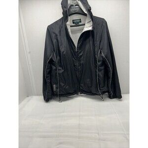Ralph Lauren Lauren Jeans Co Black Windbreaker w/Hood Fleece Lined Vented Sz S